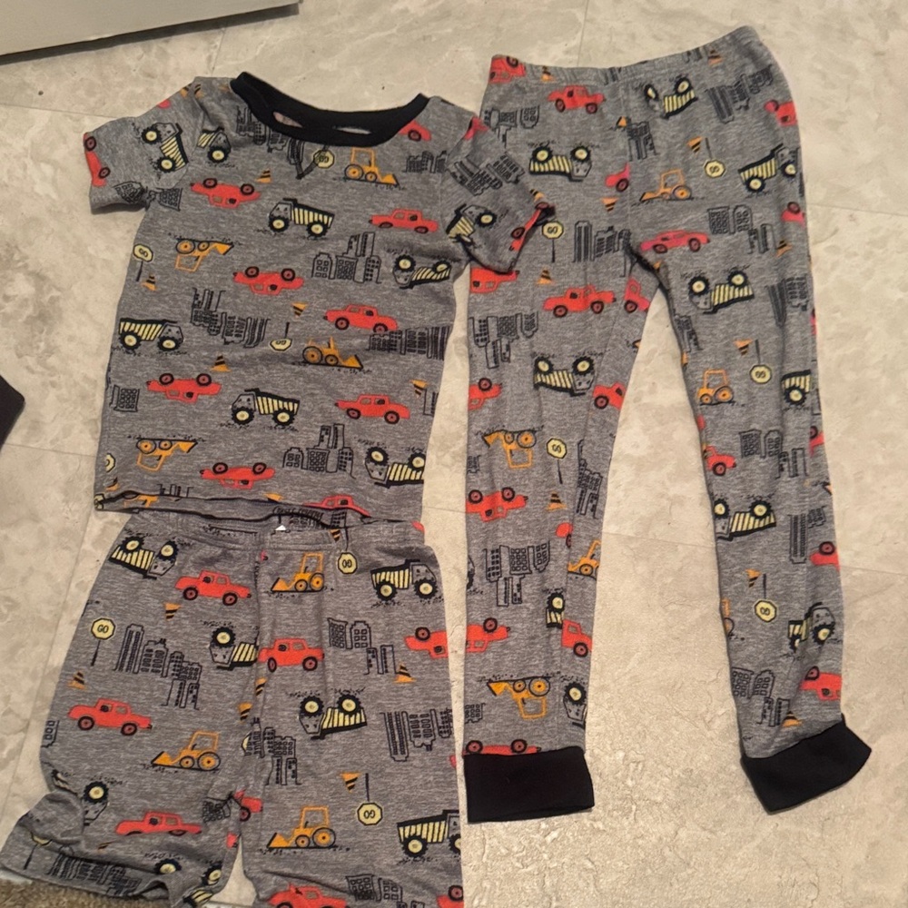 Kids Construction Vehicle Pajama Set - Gray